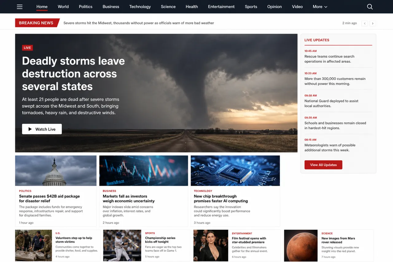 Screenshot of the 47 News HD website built by TechSolutionHub